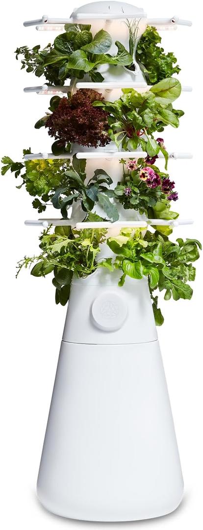 Lettuce Grow Farmstand Nook 4ft.7 Vertical Hydroponic Garden Tower - Self-Watering, Vertical Hydroponic Tower with LED Grow Lights, 20 Live Seedlings, Smart Timer - Indoor Vertical Growing Tower