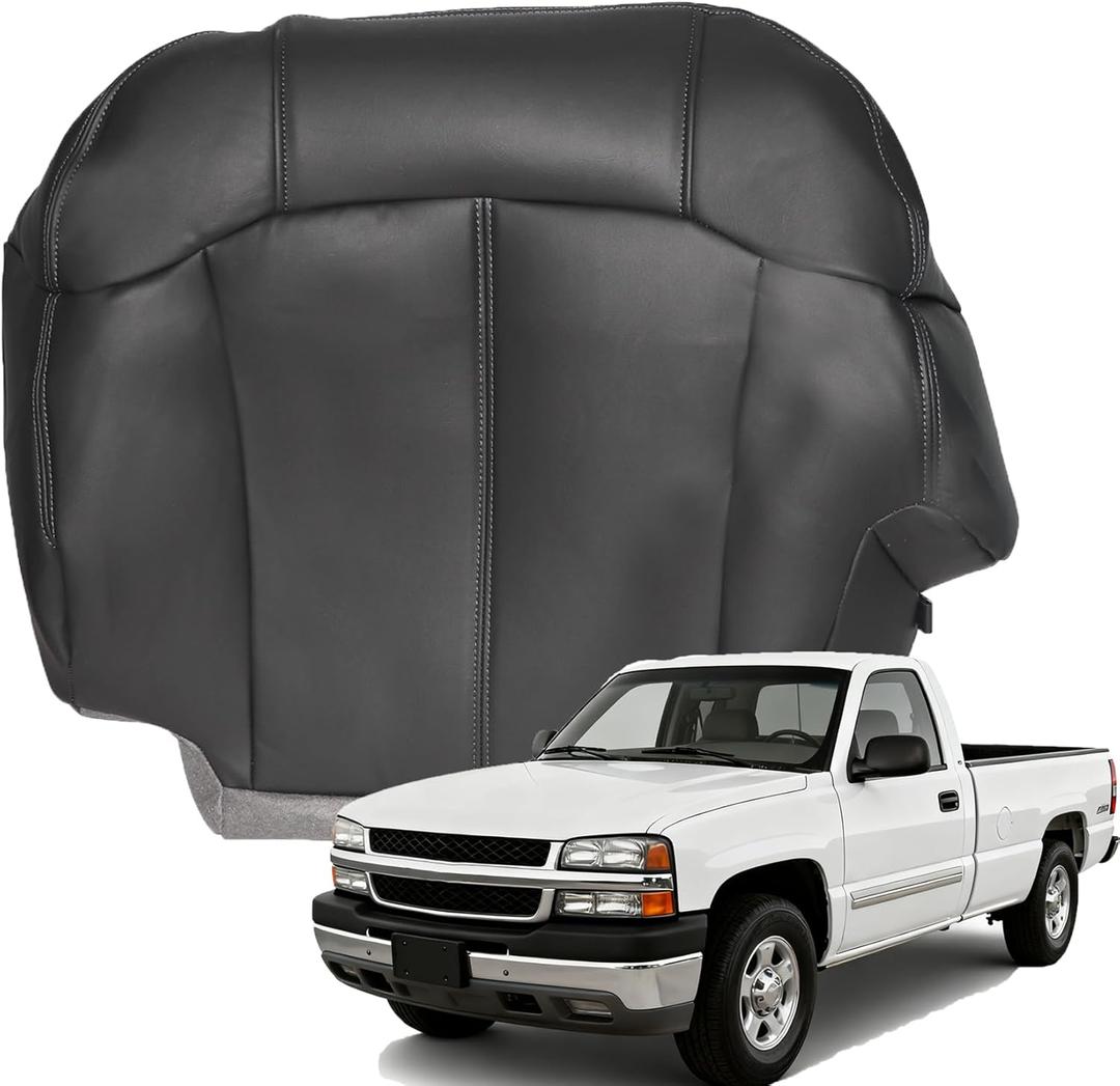 Priprilod Leather Driver Side Bottom Replacement Seat Cover Dark Gray#122 Compatible with Chevy Tahoe Silverado GMC Sierra 1500 2500 3500 HD 1999 2000 2001 2002