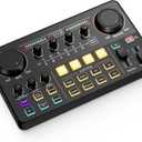 SINWE Streaming Audio Mixer,RGB audio Interface with Pro-preamp, 48V Phantom Power for Live Streaming, Individual Control, Voice Changer, 4 Customize sound pads for Podcast/Recording/Vocal/Game