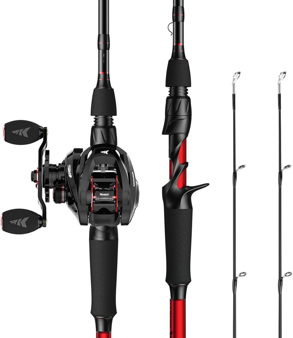KastKing Royale Legend II Casting Fishing Combos, 6'6'' M Twin Tips Rod, Left Handed