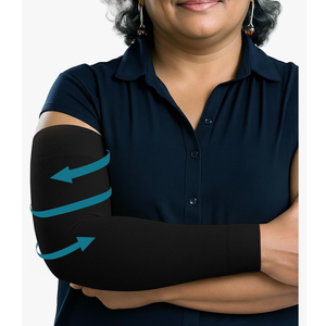 KEMFORD Compression Lymphedema Arm Sleeves for Women - 15-20 mmHg, 1 Pair, Black, XL - Medical Arm Brace for Swelling, Edema, Circulation