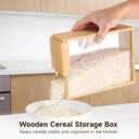 3 Pcs Wooden Cereal Storage Boxes, 8.7 x 6.8 x 3.1 in Dry Food Dispenser with Slide Lid, Visible Window, Wood Food Storage Container for Kitchen, Pantry Organization
