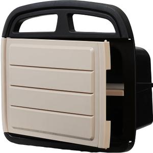 75 FT Garden Hose Holder With Nozzle Storage, Wall-Mounted Water Reel Hangers for Outside, Weatherproof Resin Plastic Outdoor Storage Containers With Exclusive Shelf, Brown (1-Pack)
