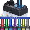 KDD Headphone Stand with USB A&C Charger Ports - RGB Controller Stand with Detachable Hooks - Rotatable Headset Hanger & Device Slot for Phones/Tablets - Drawer Storage Base for Gaming Desk Organizer