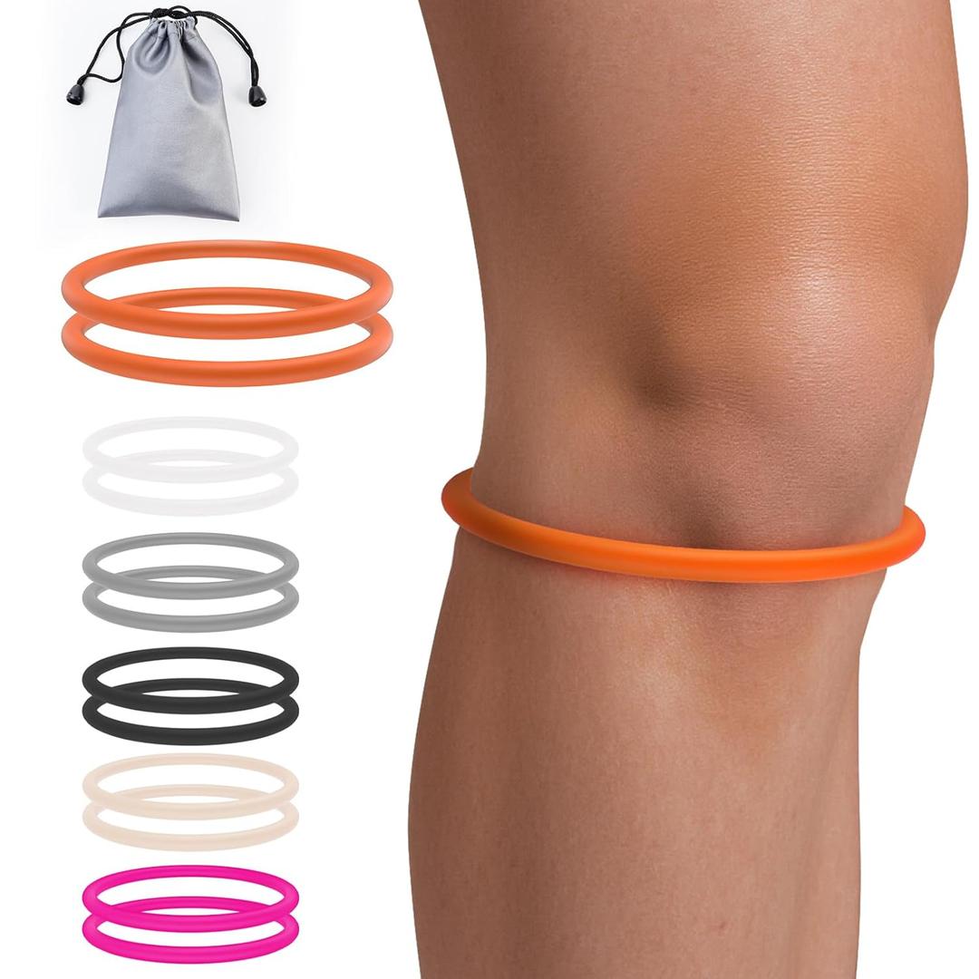 2PCS Patellar Tendon Support Strap for Knee Pain Relief, Knee Bands for Basketball, Running, Tennis, Soccer and Hiking, Silicone Patella Band for Women and Men, Includes Storage Bag (Orange)