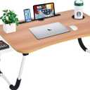 Laptop Bed Desk Table Tray Stand with Cup Holder/Drawer for Bed/Sofa/Couch/Study/Reading/Writing On Low Sitting Floor Large Portable Foldable Lap Trays Eating and laptops(Walnut)