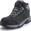 Men's Waterproof Hiking Boots Lightweight Comfortable Leather Mid Ankle Outdoor Trekking Boot (10.5, Black)