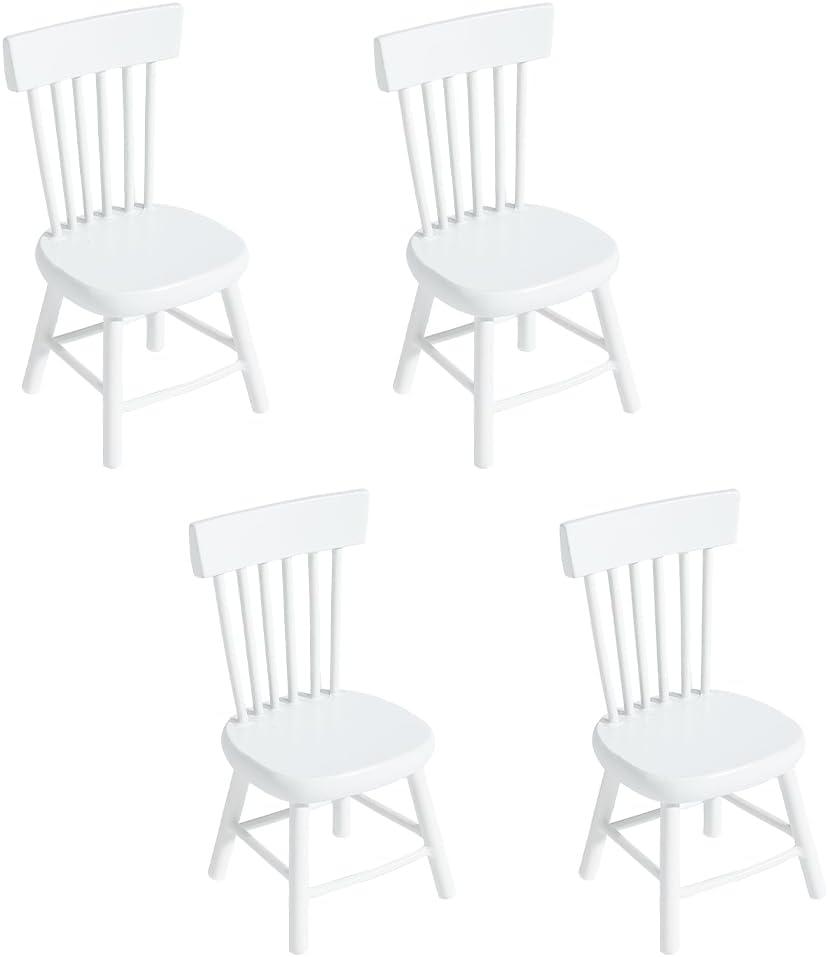 PH PandaHall 4pcs Minihouse Furniture Chairs 1/12 Miniature Chairs Mini Wood Chair Tiny Furniture Model Chair for Wedding Christmas Mini house Dinning Room Home Decor Photography Props 1.5x1.6x3.3inch