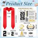 6PCS Unisex Adult Plain Graduation Stole with a to Z Letter 0 to 9 Number Graduation Pattern Badge Decorate Repair Patches