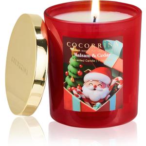 COCORRNA Fall Candles - Balsam & Cedar 5 oz Soy Wax Scented Jar Candles for Home Scented, 31 Hours Burn Time, Aromatherapy Candle Gifts for Men Women (Christmas Edition)