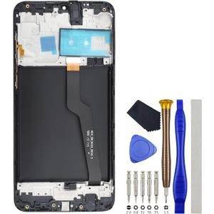 Full LCD Digitizer Touch Screen Assembly Replacement for Samsung Galaxy A10 SM-A105Fwith Screen Frame and Tool Kit Black 6.2"