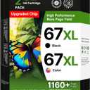 67XL Ink Cartridges Black/Color Combo Pack Replacement for HP Ink 67 67XL Printer Ink Works for HP DeskJet 4227e 2827e 2755e 2855e 2842e 2800 4155e 2755 2852e Envy 6055e 6000 6455e (1 Black, 1 Pink)
