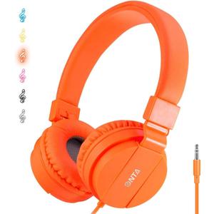 ONTA Kids Headphones for Boys Girls - Child Student Headset Wired plug Toddler Earphones School Teen on Ear for Ipad | Computer | Smart phone | Amazon Fire Tablet | Laptop | Plane Travel | Game,orange