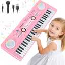 49 Key Pink Piano Keyboard Toy for 3 Year Old Girl Birthday Gift Kids Keyboards Pianos with Microphone Musical Toys for 3 4 5 6 7 Year Old Boys Girls Gifts