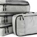 Amazon Basics Small Packing Cubes for Travel, Packing Organizers, 4-Piece-Set With Double Zipper Pulls and Mesh Top Panel, 100% Durable Polyester, Sky Blue, 11"L x 6.8"W x 3"H