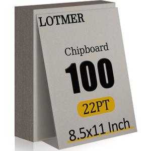 LOTMER 100 Pack Chipboard Sheets, 8.5 x 11 Inch 22PT Heavy Duty Chipboard Sheets for Bookbinding, Kraft Binders Board for DIY Crafts, Book Covers, Boxes