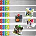 Outus 6 Pieces Frameless Magnetic Stainless Iron Board Strip 15 x 2 Inch Bulletin Bar Board Memo Strip Set with 48 Pieces Colorful Magnet for Kitchen Office(Silver)