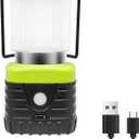 Jarxin 1PC Warm LED Camping Lantern Rechargeable for Power Outages(Black)