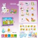 Easter Bunny Building Toy Set, Easter Gifts for Kids - 12-in-1 Rabbit Building Block with Prefilled Eggs, Includes Chick, Sheep, Carrot, Flower, Easter Basket Stuffers & Decorations for Boys Girls 6+