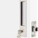 Dontay Pocket Door Handle, Modern Rectangular Keyed Entry Function, (Bed/Bath) Pull Latch, Recessed Sliding Door Hardware for 1 3/8” to 2 3/16” Thickness (Keyed Entry Lock, Brushed Nickel, 1 Pack)