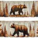 Vintage Bear Valance Curtain for Windows 2 Pack Wildlife Forest Country Nature Rod Pocket Printed Curtain Valances Short Tier Curtains for Living Room Bathroom Bedroom 54x18 Inch