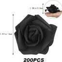 Stemless Rose Artificial Flower Heads, 200Pcs Black 1.97in Foam Roses for DIY Craft Wedding & Baby Shower Decoration