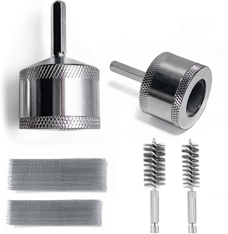 1/2" & 3/4" Metal Copper Pipe Cleaner Set, with 2 Pcs Replaceable Brushes and 2 Stainless Steel Wire Bore Brushes,Cleaning Rust, Stains Paint on Copper Pipes and Metal Pipes