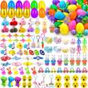 [ Surprise Golden Egg ] 100 PCS Prefilled Easter Eggs with Assorted Toys,100 Plastic Easter Eggs Fillers with Toys Non Candy Prizes for Kid Toddler Boys Girls Party Favors Easter Basket Stuffers