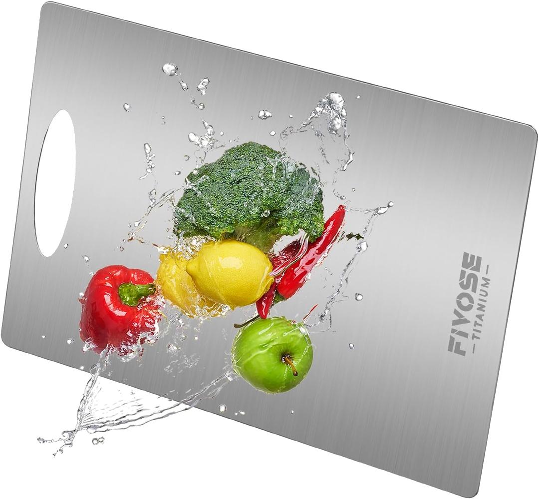 Titanium Cutting Board for Kitchen, Large 100% Pure Cutting Board for Camping, Non Toxic, Double-Sided for Meat/Fruit/Vegetable, Dishwasher Safe & Handwasher Clean, Durability, 12" x 18"