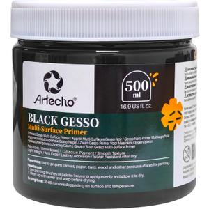 Artecho Black Gesso 16.9oz / 500ml, Gesso Primer for Acrylic Painting
