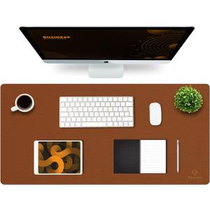 K KNODEL Large Office Leather Desk Mat, Mouse and Keyboard Pad, Computer and Laptop Mat, Desktop Protector and Cover, Writing Pad and Blotter (35.4"x17", Brown)
