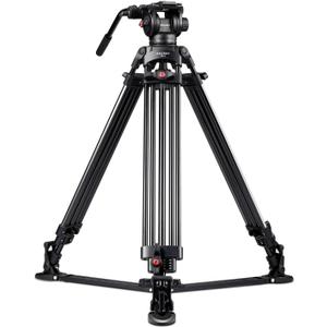 RAUBAY 69" Fluid Head Video Camera Tripod, Heavy Duty Camera Stands for Canon Nikon Sony DSLR, Camcorder, Digital Cine with Ground Spreader, Aluminium Twin Leg, QR Plate, Max Load 17.6lbs (DV-2)