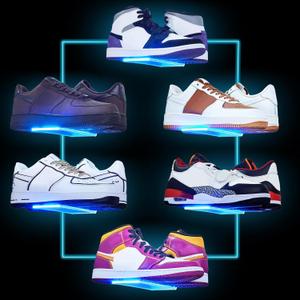 DILIBRA Set of 6 Floating Shoe Display Shelf with Lights, Glow Color Changing Clear Acrylic Shoe Shelf for Wall, Levitating Sneaker Shelves Wall Mount for Display Your Top Shoes Collection