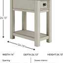 Signature Design by Ashley Bolanburg Chairside End Table With Charging Station, Two-Tone Wood Accent Table With Drawer Storage, Plank Top Design for Living Room or Bedroom, Antique White, 14" W X 24.13" D X 24.13" H