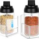 Acrylic Spice Rack Wall Mount-12 Inch, Clear Spice Shelf Storage Holder, 4 Pack Hanging Seasoning Rack Organizer for Cabinet Door, Cupboard or Wall Kitchen (Adhesive or Screw)