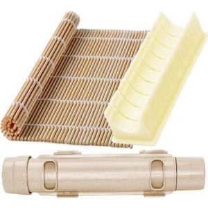 Sushi Making Kit with Bamboo Sushi Mat, Sushi Cutting Mold & Sushi Bazooka, Better Than Single Sushi Mats or Molds, Food-Grade, Beginner Friendly Sushi Maker Set for Perfect Homemade Maki Rolls
