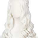 Linfairy Women Girl's White Blonde Long Wavy Wig Halloween Cosplay Costume Queen Wig Adult