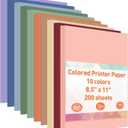 MAXECHO 8.5" x 11" Bulk Colored Copy & Print Paper, 200 Sheets 10 Assorted Colors Printer Paper Computer Paper Suitable for Origami, Crafts, DIY Projects, 80 GSM