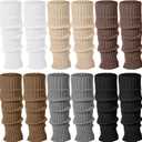 Sintege 6 Pairs Kawaii Leg Warmers Japanese Style Knitted Loose Socks Leg Warmers for Girls Women Lolita Costume School (Maillard Color)