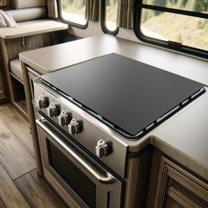 Aluminum RV Stove Top Cover - 19.6" x 17" Non-Slip Gas Burner Board, Enhances Storage & Organization, Essential for Camper Kitchen Accessories