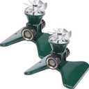 Biswing 2 Pack Lawn Sprinkler, Heavy Duty Metal Square Garden Sprinkler, 360 Degree Large Area Irrigation, Connectable Rotating Automatic Water Sprinklers for Yard Lawn Garden Watering
