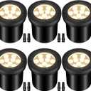 9W Low Voltage Landscape Lights, AC/DC 12-24V In-Ground Lights IP68 Waterproof 2700K Warm White Outdoor Well Lights for Yard Pathway Driveway Deck(6 Pack)