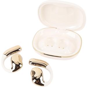 AI Language Translation Earbuds, 140 Languages AI Translation ANC Noise Reduction 360° Sound Real Time Translator Headphones for Travel Business Learning (White+Gold)