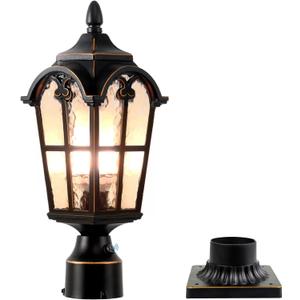 LONEDRUID Dusk to Dawn Outdoor Lamp Post Lights Waterproof Exterior Pole Lantern Lighting Fixtures with 3-Inch Pier Mount Base for Garden Patio Yard Pathway Driveway