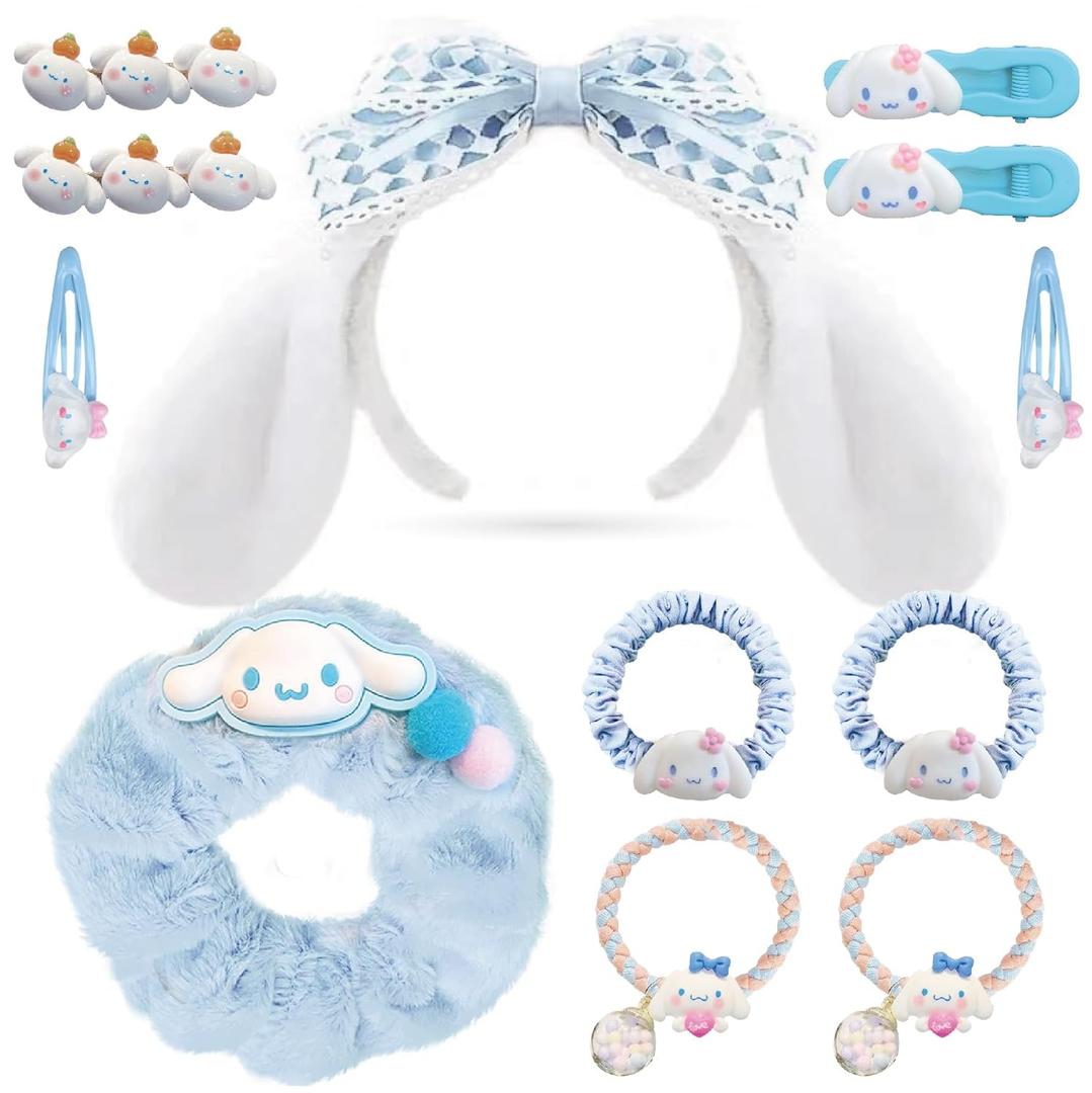 Cute Hair Accessory Set Cute Headband Various Styles of Hair Clips, Hair Cords, Hair Ties Plush Hair Loop Blue