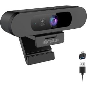 TOALLIN 4K Webcam with WDR/HDR, AI Framing & Tracking, Pic-in-Pic, Built-in Dual Mics, 5X Adjustable Digital Zoom, Image Mirroring, 92 FOV Webcam for Video Conferencing, Streaming, Video Calls
