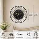 24 Inch Vintage Iron Metal Wall Clock, French Elegant Retro Decor, Large Farmhouse Wall Clock, Silent Battery Operated Wall Clocks for Living Room Kitchen Bedroom