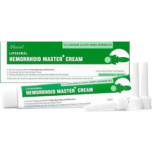 Ebanel 5% Lidocaine Hemorrhoid Treatment Cream with Witch Hazel, Phenylephrine, Horse Chestnut, Vitamin B6, Zinc Oxide, External and Internal Hemorrhoids Treatment Burn Itch Pain Relief Anal Cream