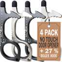No Touch Door Opener tool 4 Pack - Premium keychain multitool - Hygienic Touch free Keychain tool - Touchscreen stylus, Button pusher, Bottle opener - Great for Employee appreciation gifts (Silver Pearl + Gun Grey)