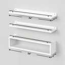WOPITUES Floating Shelves for Wall 24 inch with Cube Shelf, Wall Shelves with Metal Rail for Bathroom Decor, Bathroom Organizers and Storage, Over Toilet Shelves, Toilet Paper-White